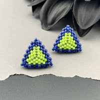 Peyote Stitch Triangle Stud Earrings - Color Framed