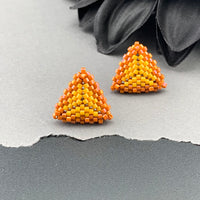 Peyote Stitch Triangle Stud Earrings - Color Framed