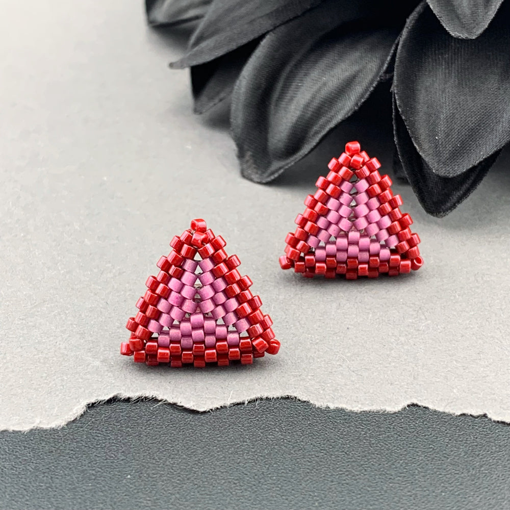 Peyote Stitch Triangle Stud Earrings - Color Framed