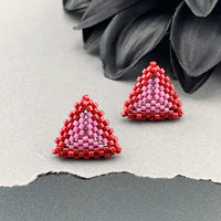 Peyote Stitch Triangle Stud Earrings - Color Framed