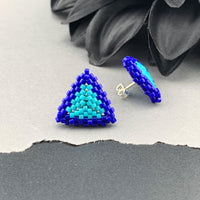 Peyote Stitch Triangle Stud Earrings - Color Framed