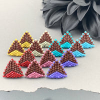 Peyote Stitch Triangle Stud Earrings - Dual Color Chocolate