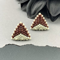 Peyote Stitch Triangle Stud Earrings - Dual Color Chocolate
