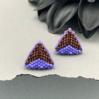 Peyote Stitch Triangle Stud Earrings - Dual Color Chocolate