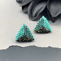 Peyote Stitch Triangle Stud Earrings - Picasso