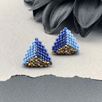Peyote Stitch Triangle Stud Earrings - Picasso