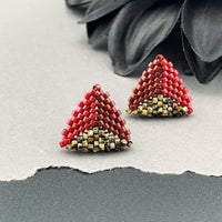 Peyote Stitch Triangle Stud Earrings - Picasso
