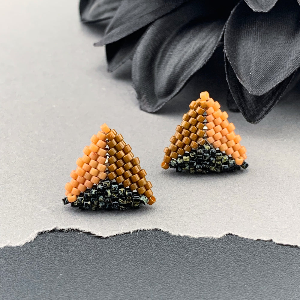 Peyote Stitch Triangle Stud Earrings - Picasso