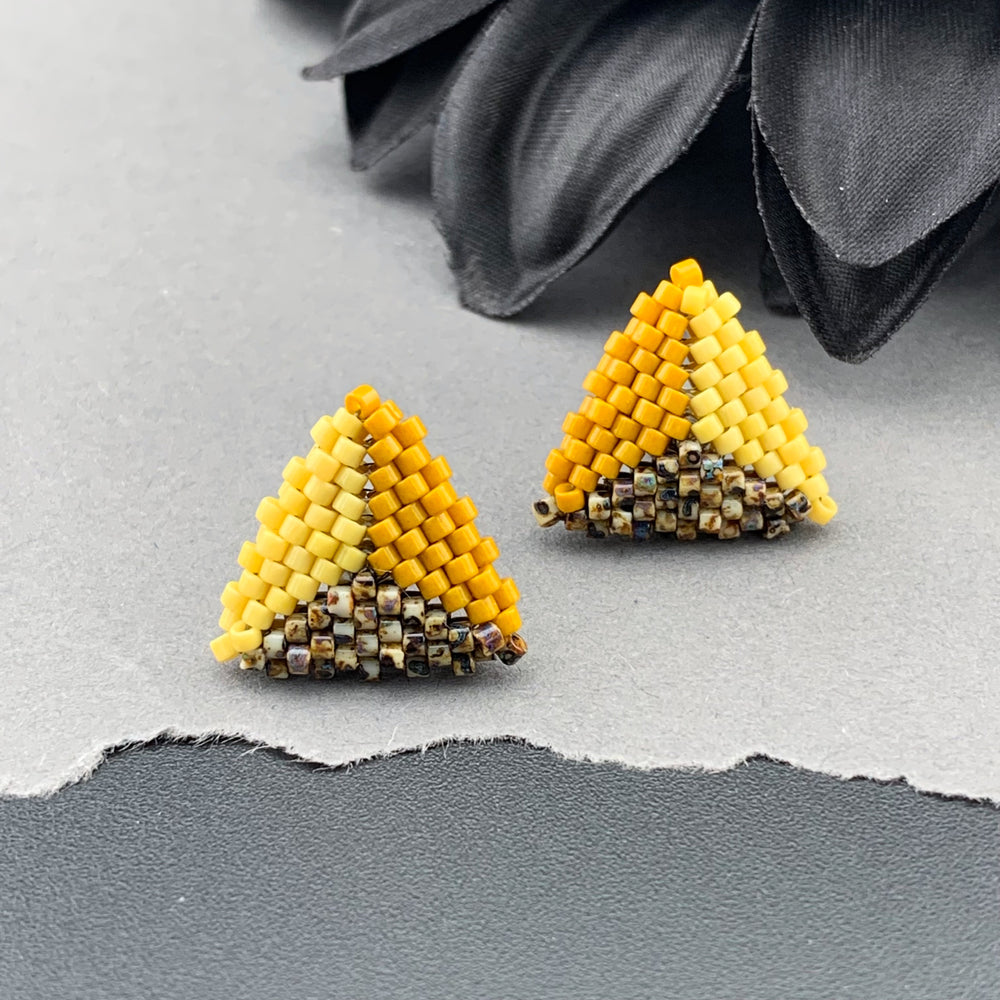Peyote Stitch Triangle Stud Earrings - Picasso