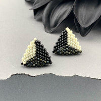 Peyote Stitch Triangle Stud Earrings - Picasso