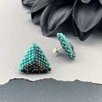 Peyote Stitch Triangle Stud Earrings - Picasso