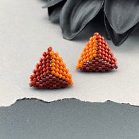Peyote Stitch Triangle Stud Earrings - Tricolor