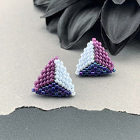 Peyote Stitch Triangle Stud Earrings - Tricolor