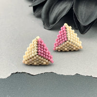Peyote Stitch Triangle Stud Earrings - Tricolor