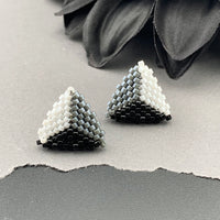 Peyote Stitch Triangle Stud Earrings - Tricolor