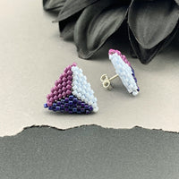 Peyote Stitch Triangle Stud Earrings - Tricolor