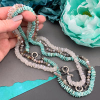 Radiant Necklace - Amazonite Square Heishi Gemstone Candy Necklace