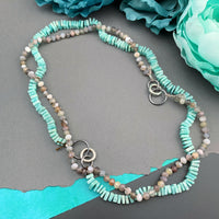 Radiant Necklace - Amazonite Square Heishi Gemstone Candy Necklace