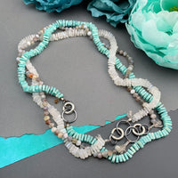 Radiant Necklace - Amazonite Square Heishi Gemstone Candy Necklace