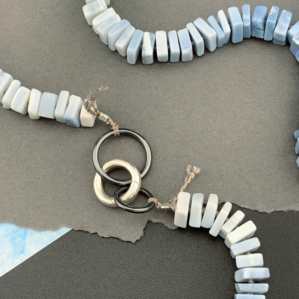 Radiant Necklace - Owyhee Blue Opal Square Heishi Gemstone Candy Necklace