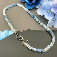 Radiant Necklace - Owyhee Blue Opal Square Heishi Gemstone Candy Necklace