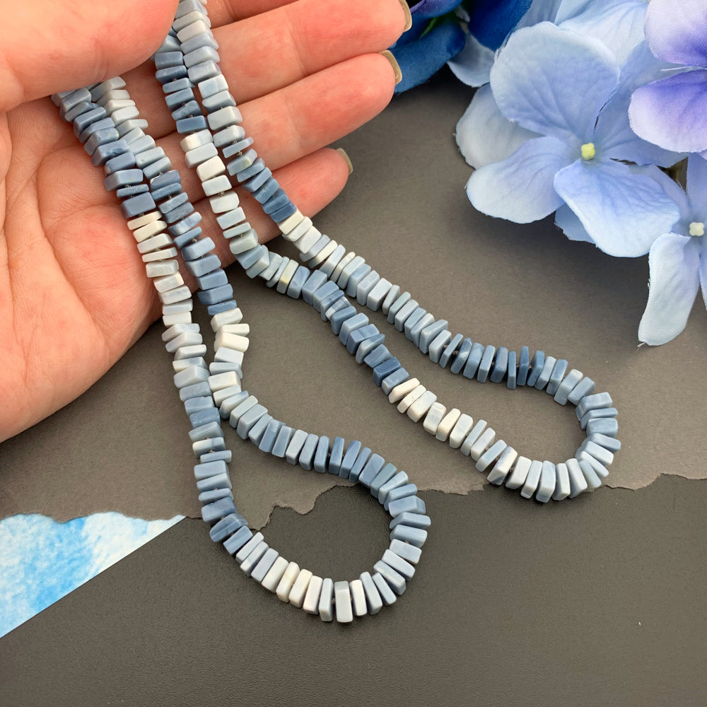 Radiant Necklace - Owyhee Blue Opal Square Heishi Gemstone Candy Necklace