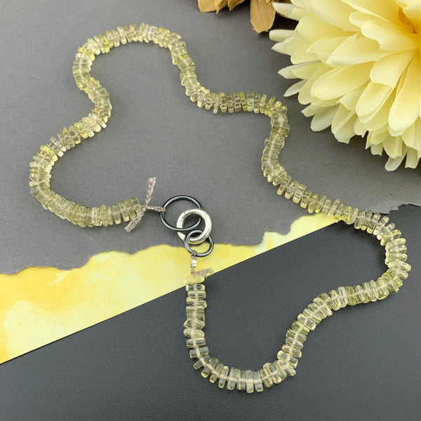 Radiant Necklace - Lemon Quartz Square Heishi Gemstone Candy Necklace