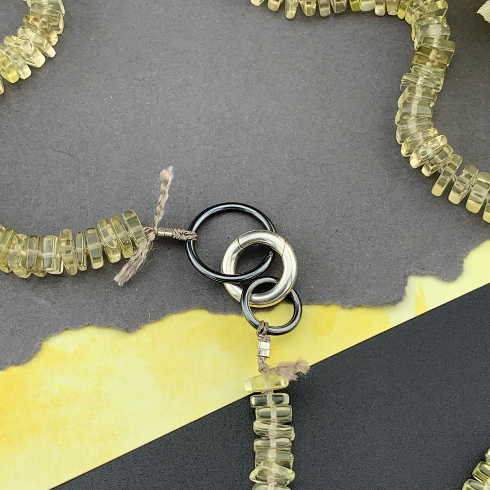 Radiant Necklace - Lemon Quartz Square Heishi Gemstone Candy Necklace