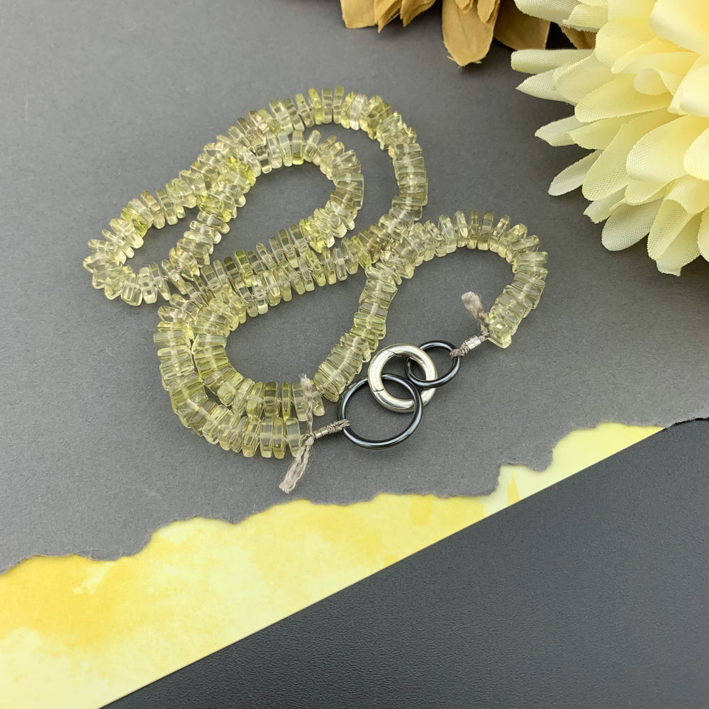 Radiant Necklace - Lemon Quartz Square Heishi Gemstone Candy Necklace