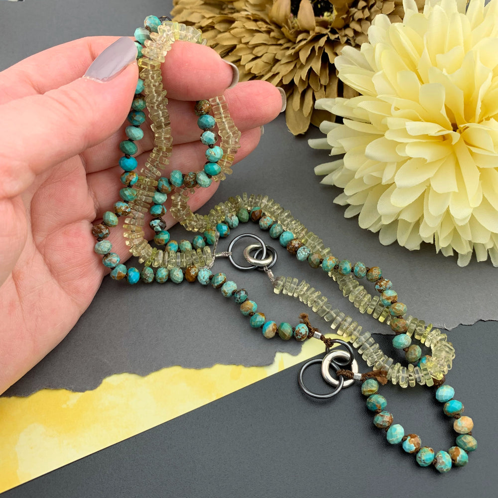 Radiant Necklace - Lemon Quartz Square Heishi Gemstone Candy Necklace