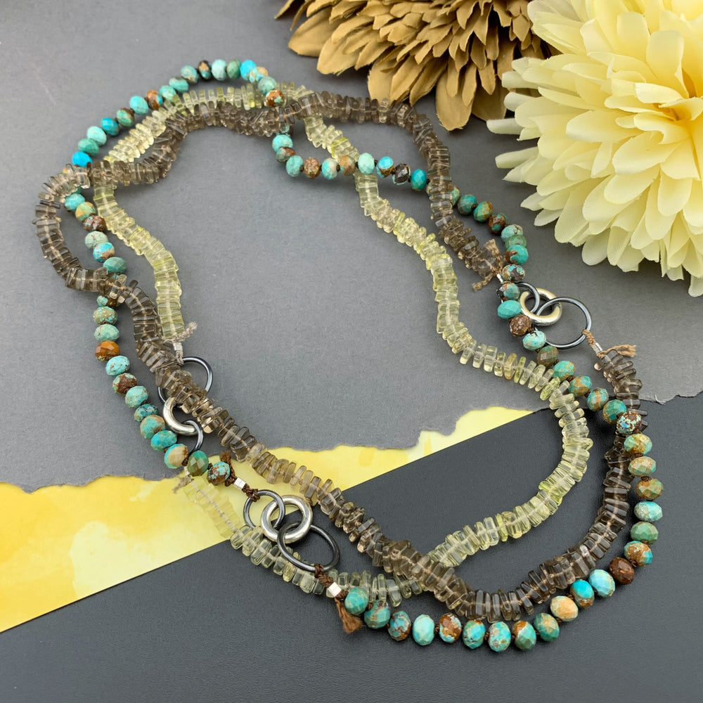 Radiant Necklace - Lemon Quartz Square Heishi Gemstone Candy Necklace