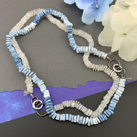 Radiant Necklace - Rainbow Moonstone Square Heishi Gemstone Candy Necklace