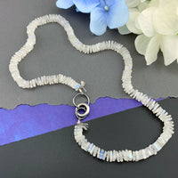 Radiant Necklace - Rainbow Moonstone Square Heishi Gemstone Candy Necklace