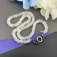 Radiant Necklace - Rainbow Moonstone Square Heishi Gemstone Candy Necklace