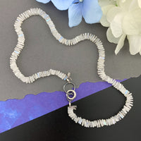 Radiant Necklace - Rainbow Moonstone Square Heishi Gemstone Candy Necklace