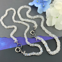 Radiant Necklace - Rainbow Moonstone Square Heishi Gemstone Candy Necklace
