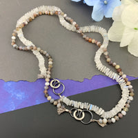 Radiant Necklace - Rainbow Moonstone Square Heishi Gemstone Candy Necklace