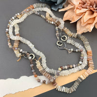 Radiant Necklace - Multi Moonstone Square Heishi Gemstone Candy Necklace