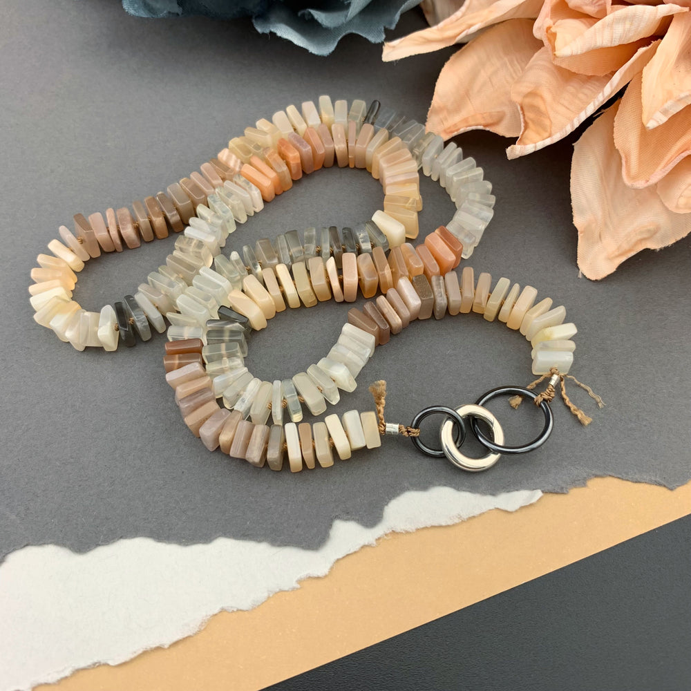 Radiant Necklace - Multi Moonstone Square Heishi Gemstone Candy Necklace