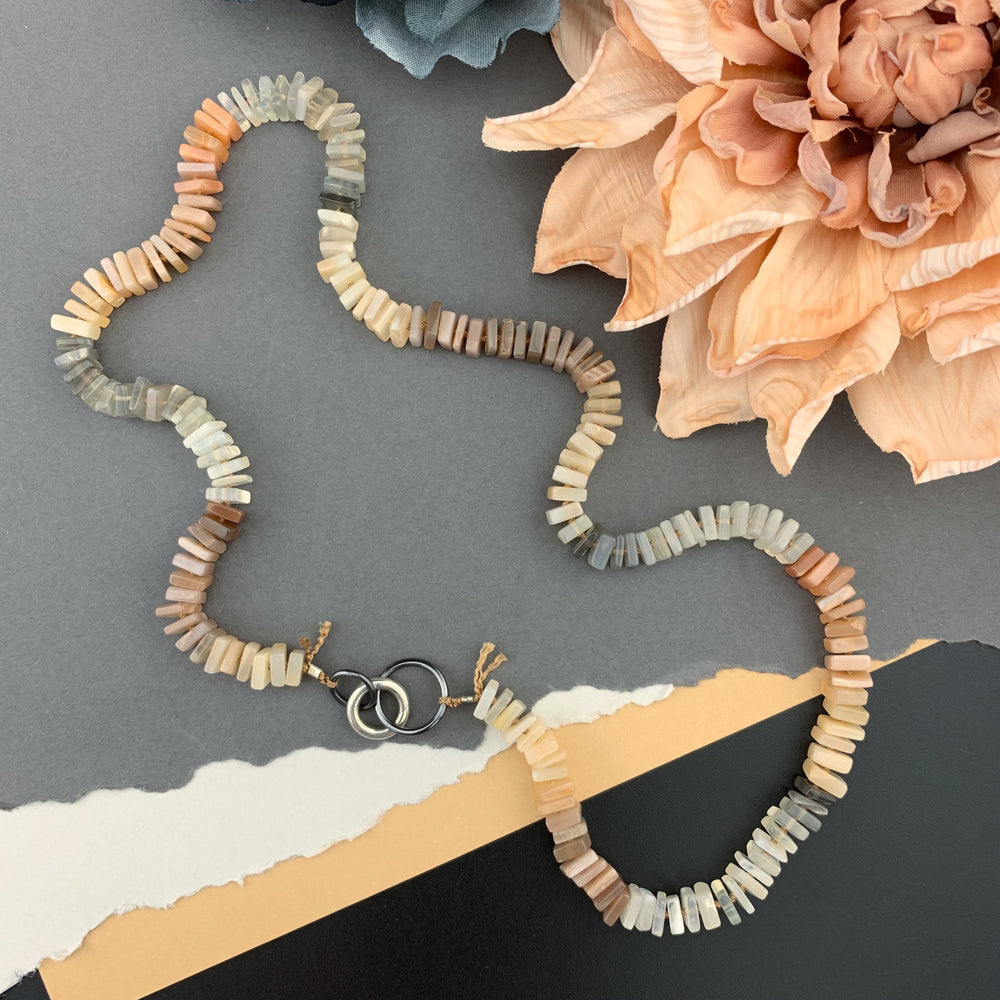 Radiant Necklace - Multi Moonstone Square Heishi Gemstone Candy Necklace