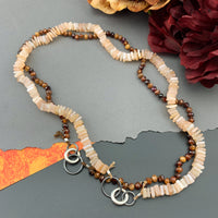 Radiant Necklace - Peach Moonstone Square Heishi Gemstone Candy Necklace