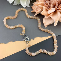 Radiant Necklace - Peach Moonstone Square Heishi Gemstone Candy Necklace