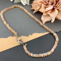 Radiant Necklace - Peach Moonstone Square Heishi Gemstone Candy Necklace
