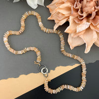 Radiant Necklace - Peach Moonstone Square Heishi Gemstone Candy Necklace