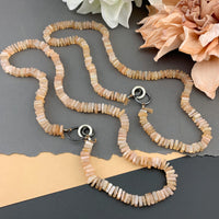 Radiant Necklace - Peach Moonstone Square Heishi Gemstone Candy Necklace