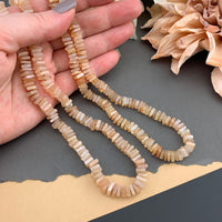 Radiant Necklace - Peach Moonstone Square Heishi Gemstone Candy Necklace