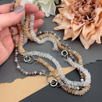 Radiant Necklace - Peach Moonstone Square Heishi Gemstone Candy Necklace
