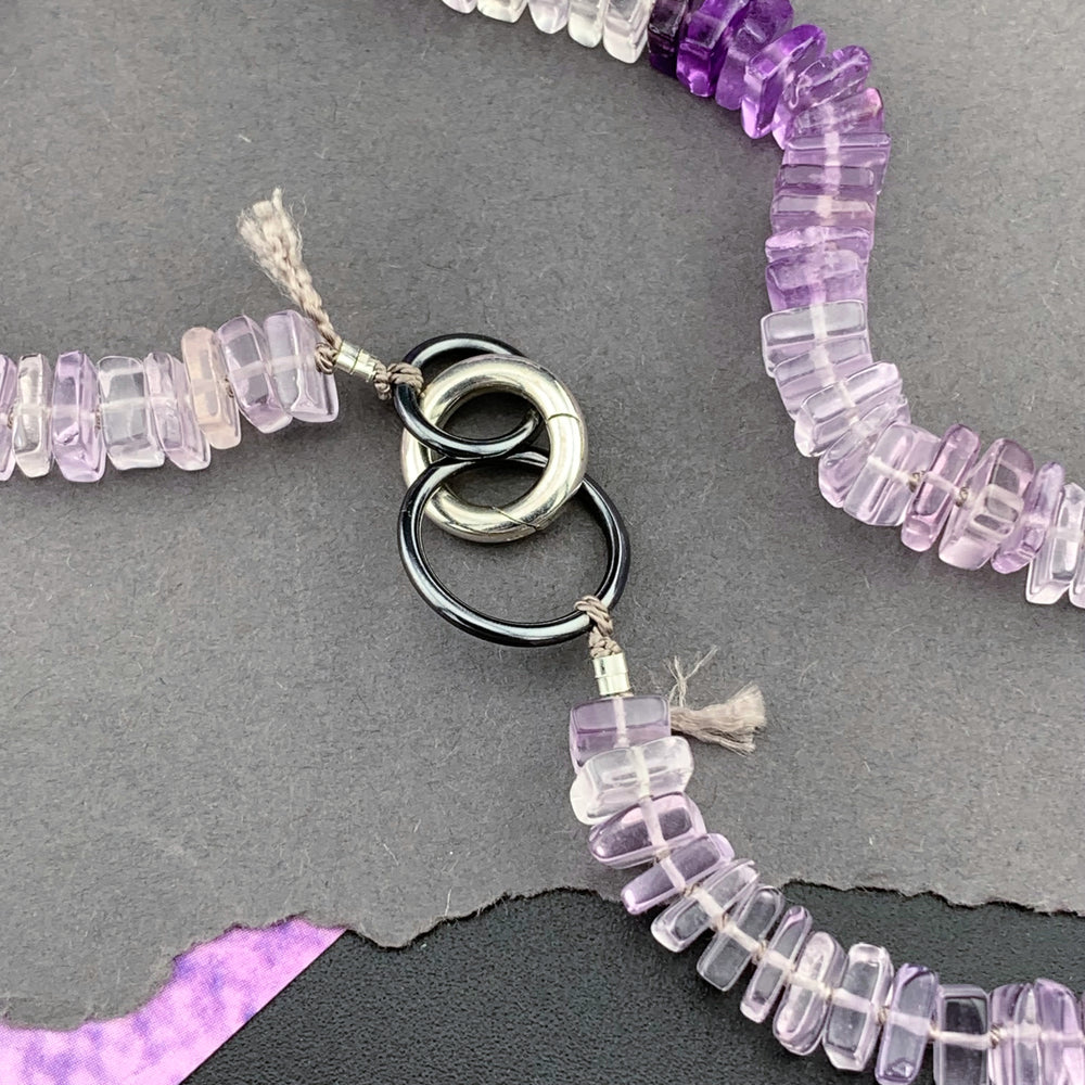 Radiant Necklace - Pink Amethyst Square Heishi Gemstone Candy Necklace