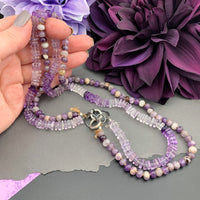 Radiant Necklace - Pink Amethyst Square Heishi Gemstone Candy Necklace
