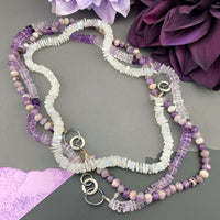 Radiant Necklace - Pink Amethyst Square Heishi Gemstone Candy Necklace
